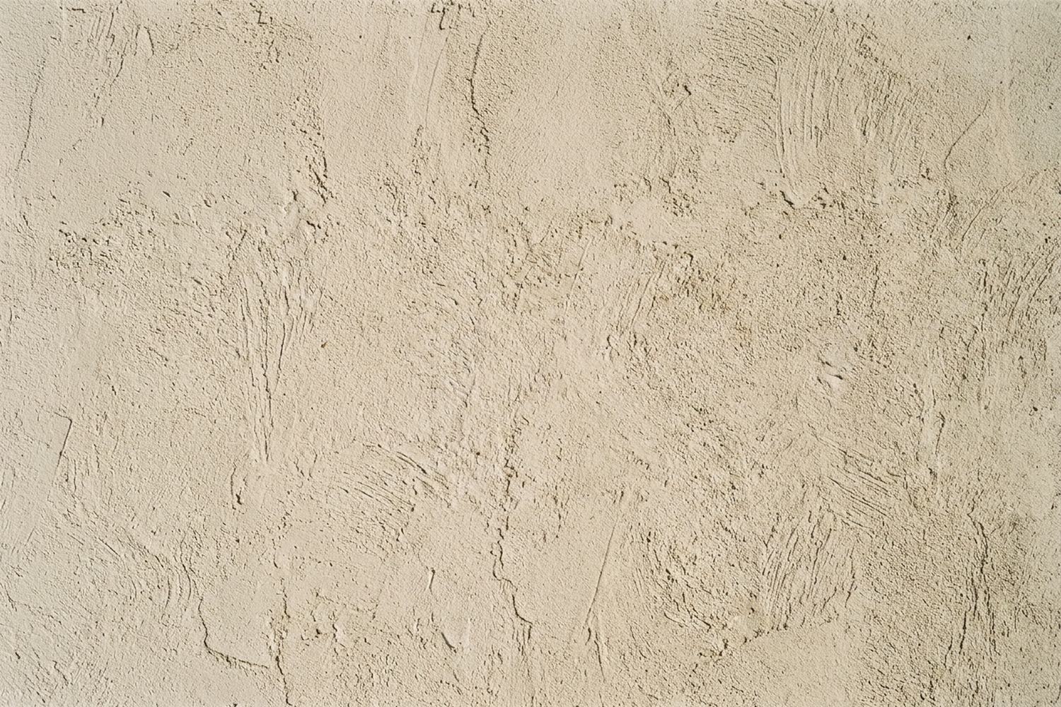 A plain sunlit rendered wall showing its trowel texture and the grain of the light.